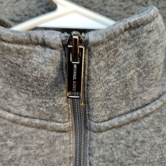 Michael Kors Sweater Mens Medium Gray Quarter Zip Pullover MK Logo Collar Cotton - Picture 3 of 7